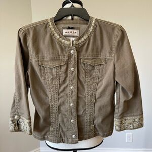 Ami Brown Embroidered Women's Jacket
